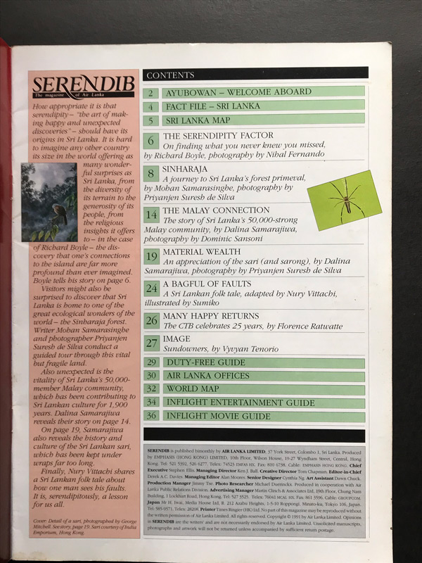 Air Lanka Serendib Magazine
