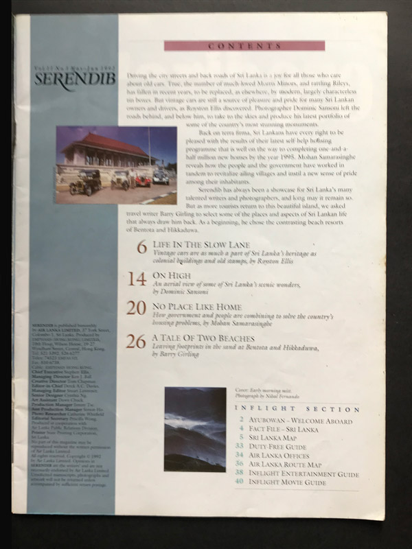 Air Lanka Serendib Magazine