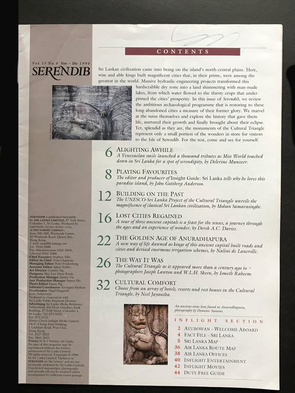 Air Lanka Serendib Magazine