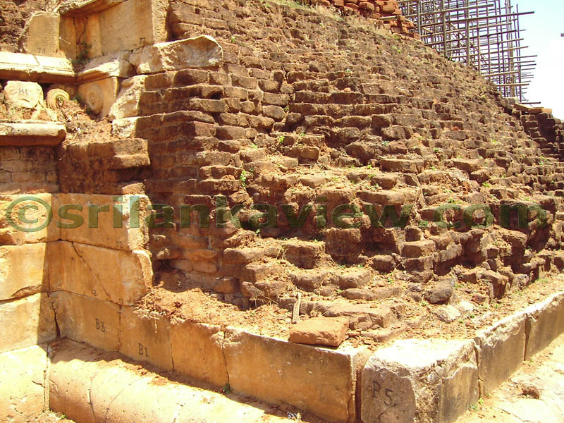 The bricks used for constructing the Abayagiriya Stupa