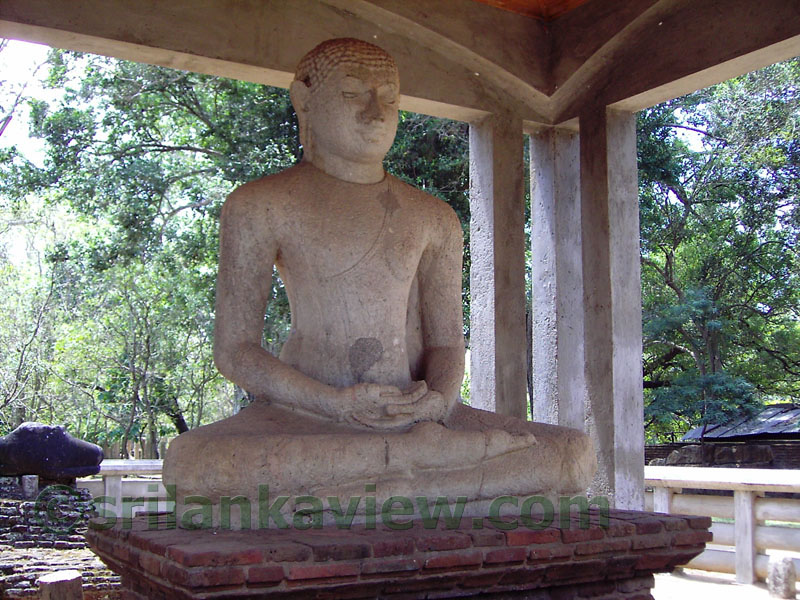 The Samadhi Buddha Statue displays the Dhyana Mudra.Originally there had been four seated buddha statues as this on the four sides of a Bodhi Tree.