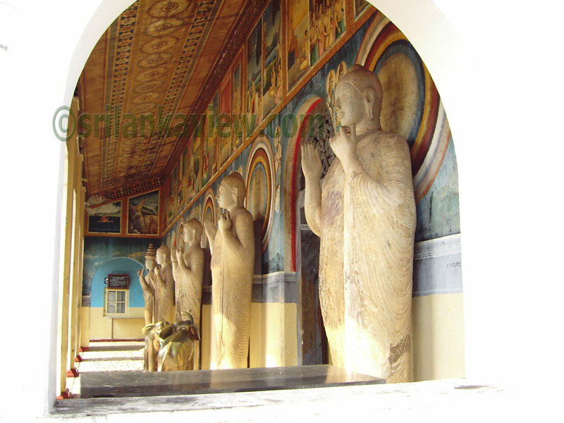 Limestone statues of Three previous Buddhas and the present Gauthama Buddha.