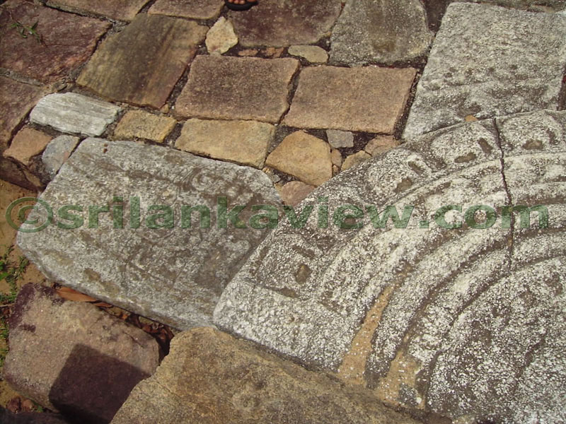 Detailed view of a section of the moonstone, Image House, Hattikuchchi Viharaya