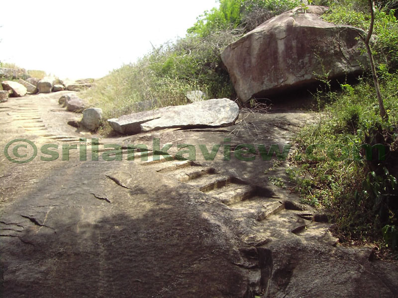There had been buildings at the rock top earlier and these are what remains now.Hattikuchchi Viharaya