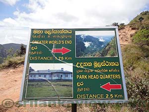 Mini World's End - Sign Board with distances to Greater world's End and Visitor center
