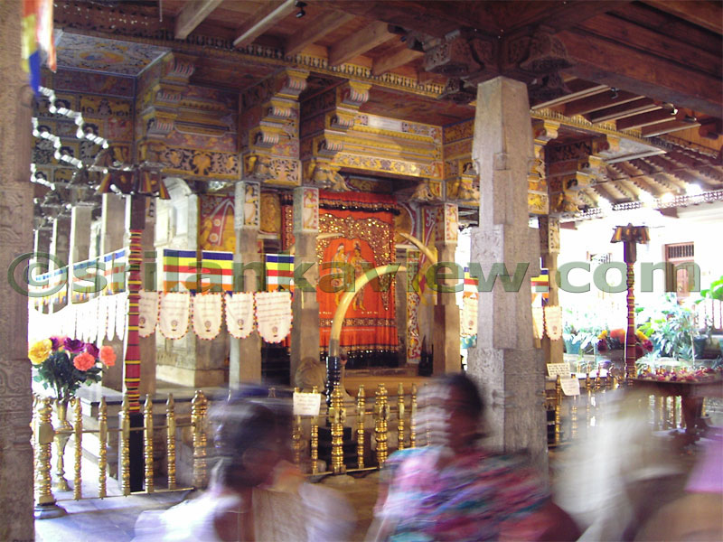 The Ground Floor of the two storied Main Temple where several times of the day, the Drummers play the famous Kandyan drum beats to honour the Lord Buddha.