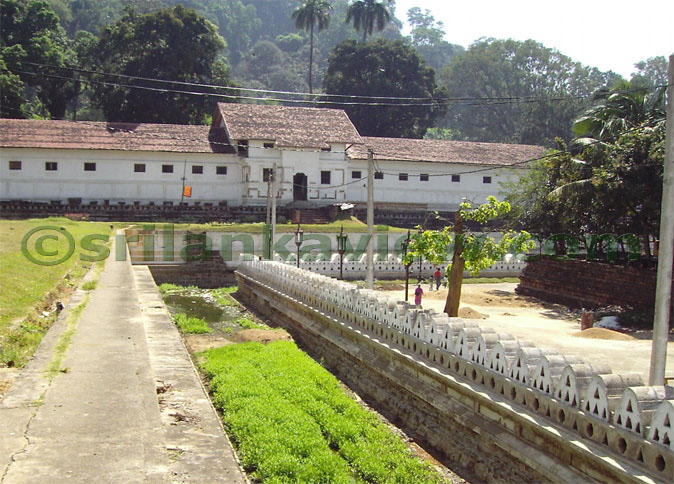 The Royal Palace as seen from Vishnu Temple entrance area.The Moat is seen with out water. 