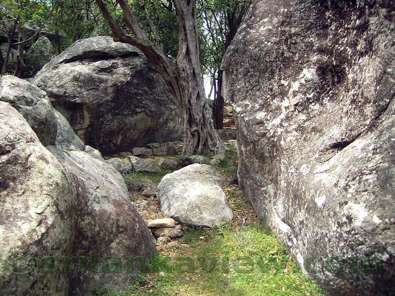 Rock boulders along the path