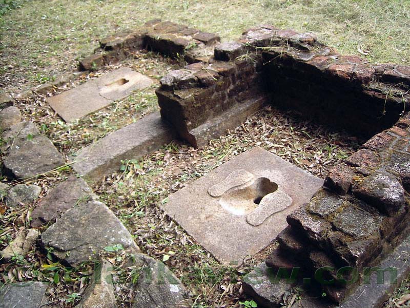 The ruins of an ancient toilet structure