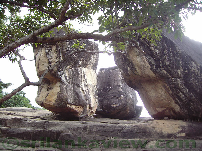 Rock boulders found in the opposite direction of the Buddha Statues.