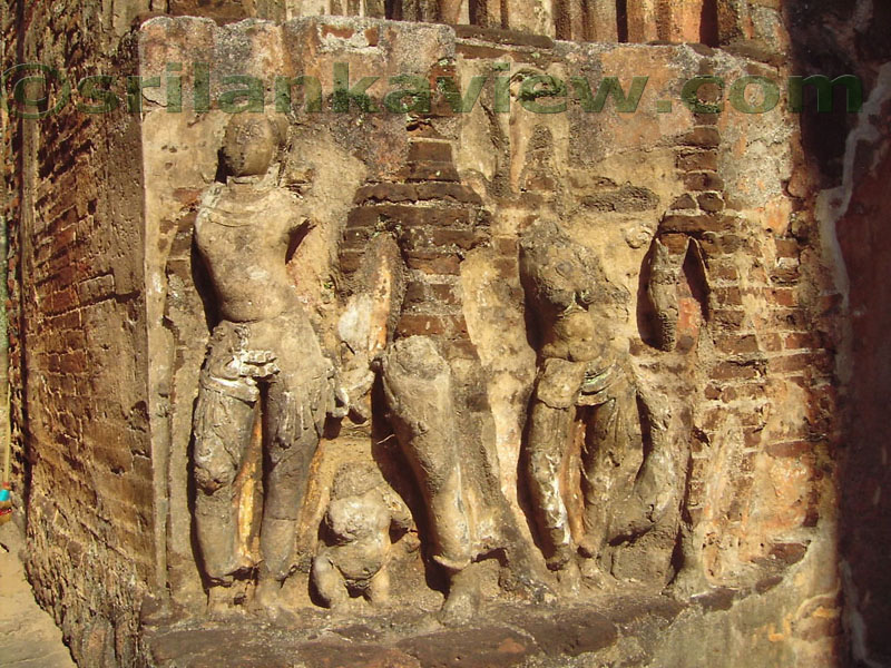 Sculptured figures on outer wall.