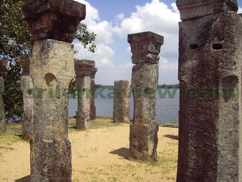 These stone pillars supported a roof in earlier days.