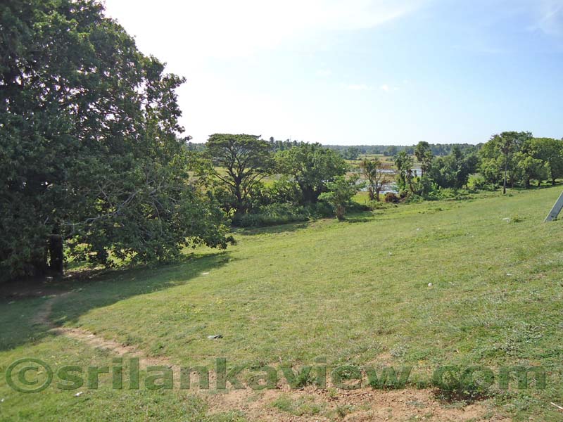 The sloping bund of the The Parakrama Samudraya 