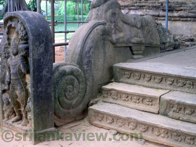 The Carved Door Keeper figures and the Balustrades in Stone at Tivanka Pilimage, Polonnaruwa.
