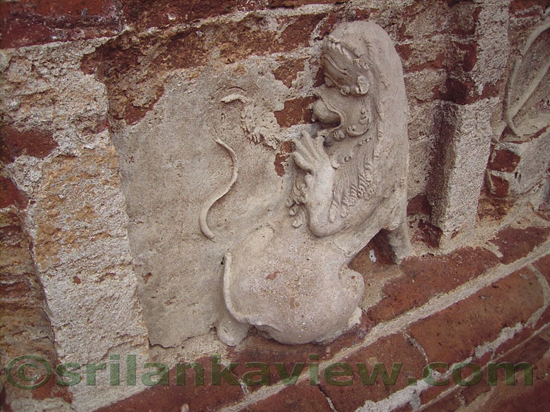 A Lion figure posture at Tivanka Pilimage, Polonnaruwa.