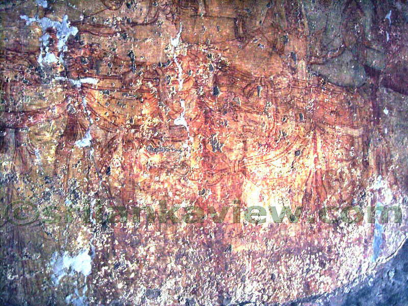 The Paintings.If one observes closely , will be able to see the Namaskara postures of the hands in deva figures.