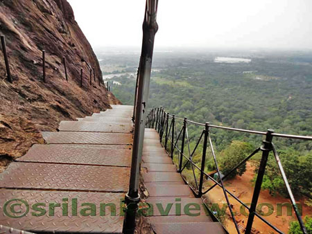 Sigiriya Iron Stairway and landscape