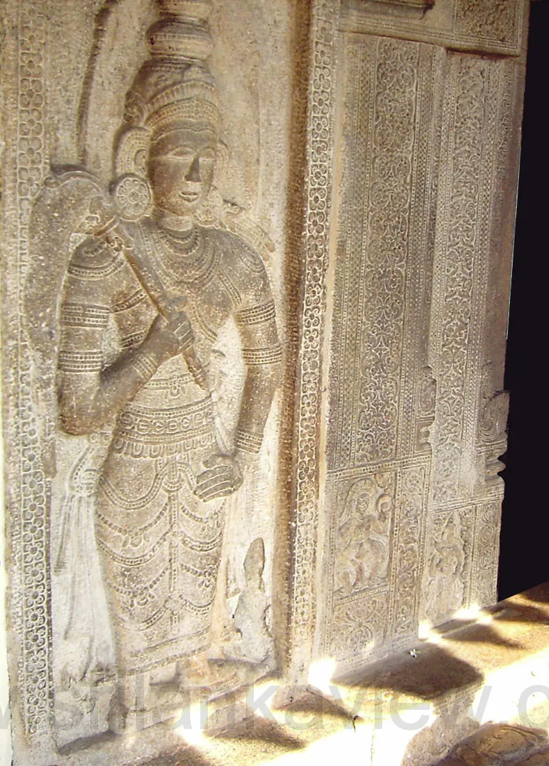 Kandyan Art Designs-Stone doorway depicts many Kandyan Art designs  on sculptured stone