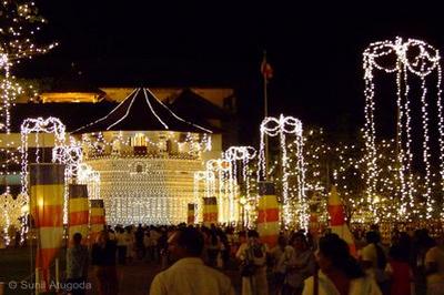  Temple of Tooth Relic decorated on the Final Randoli Perahera Day-Kandy Esala Perahera 