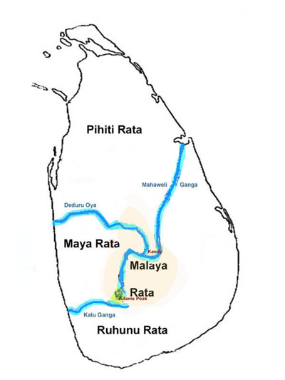 Geographical Divisions of early Sri Lanka< 