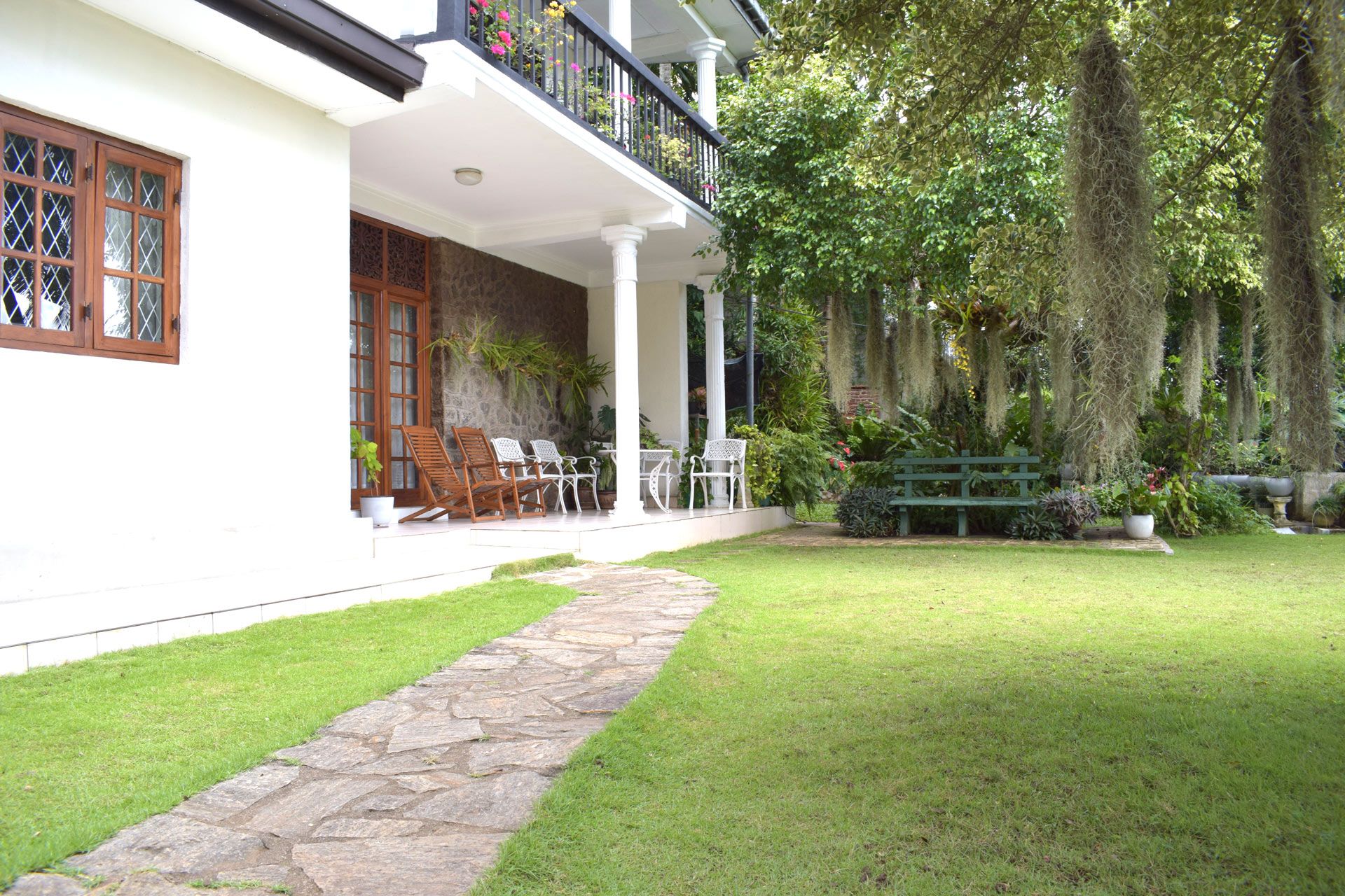 Spacious lawn and the varandah