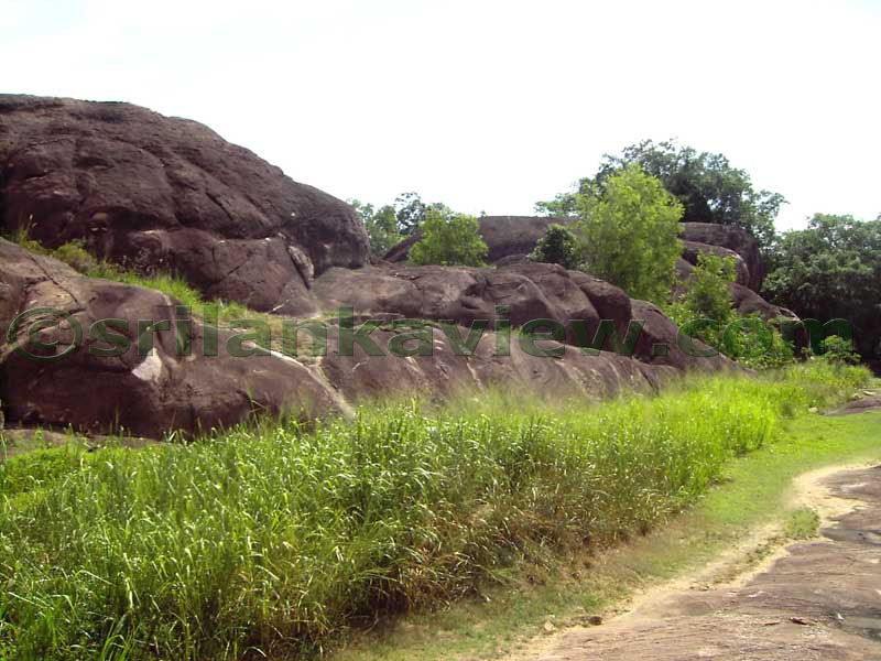 View of companion rocks.The path devides the inscription rock and these other rocks.